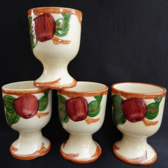 Vintage FRANCISCAN egg holders with Painted Apple Design - Picture 1 of 6